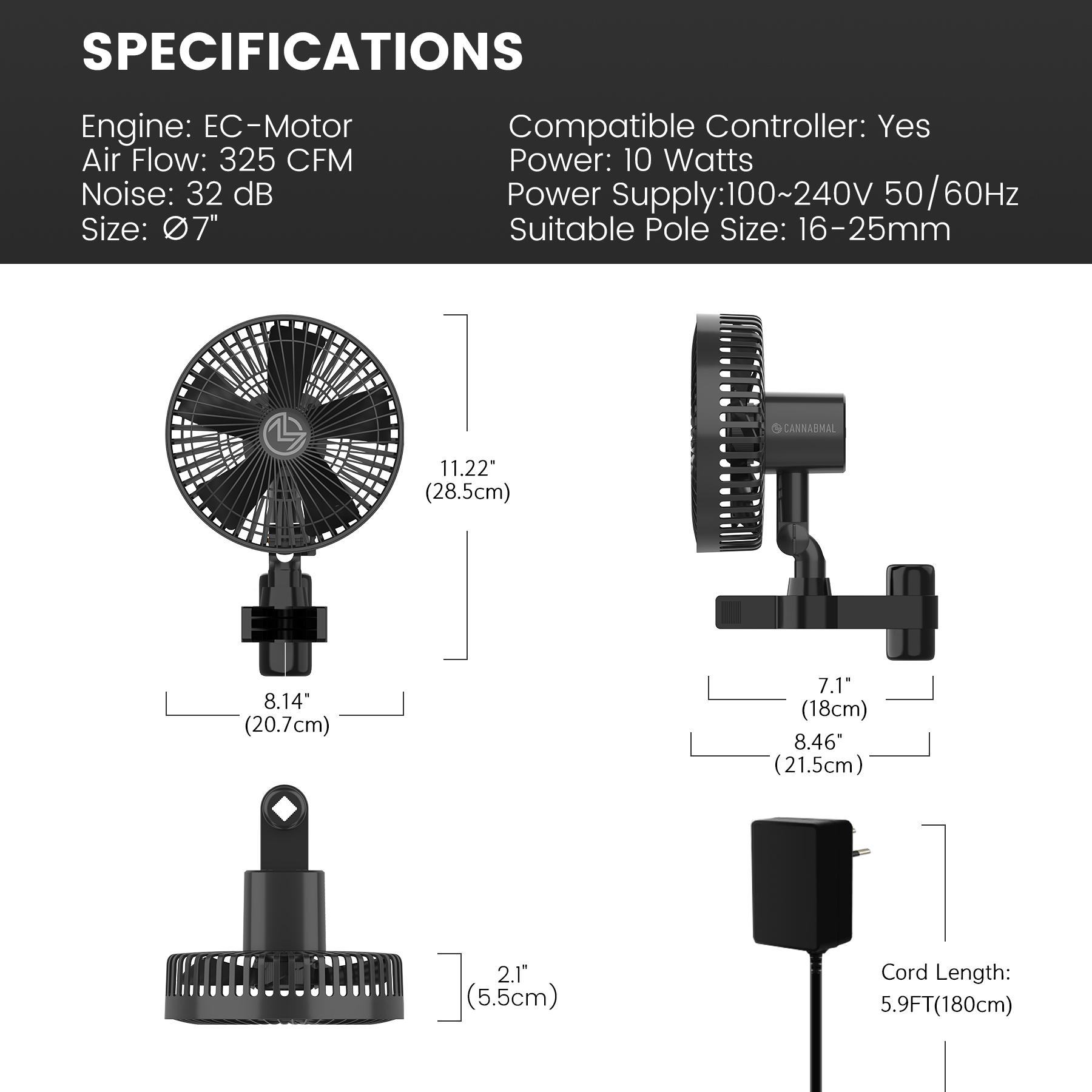 7 Inch EC Clip-On Fan