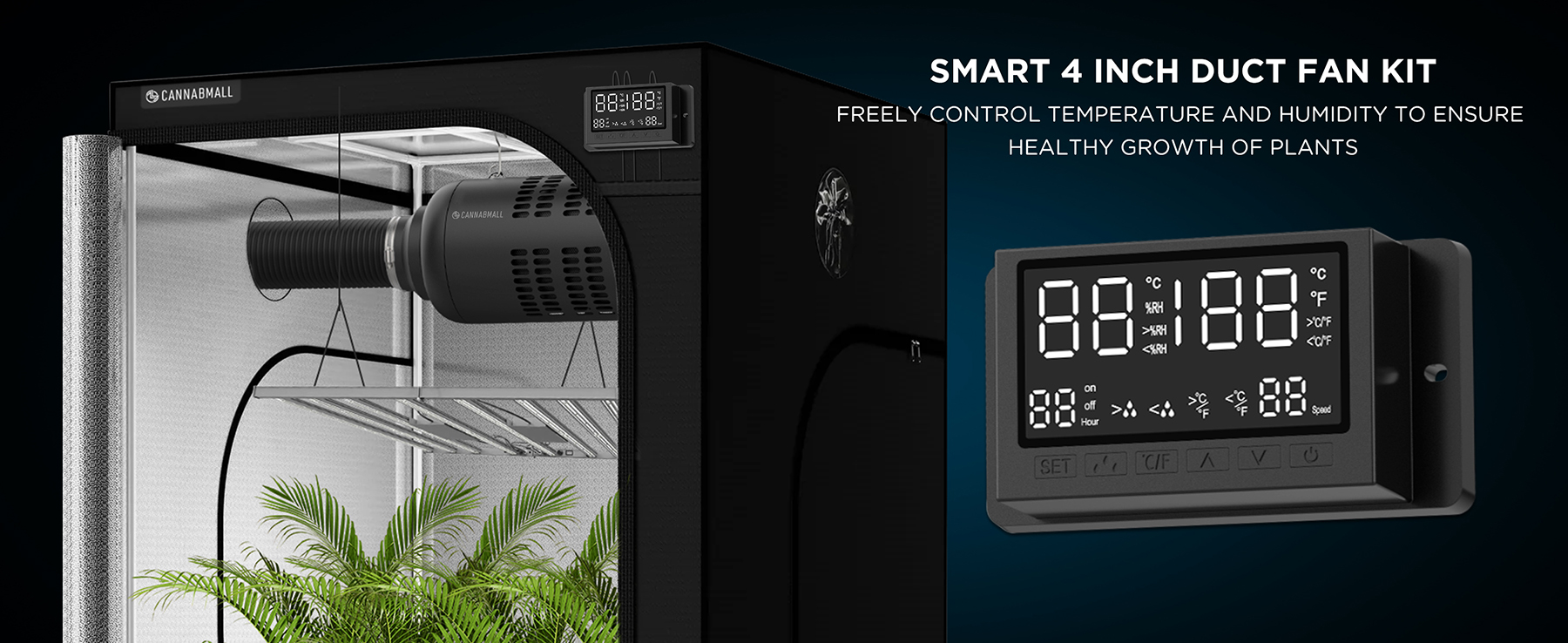 4 Inch 2-in-1 EC Filter Fan with Digital Controller - 12