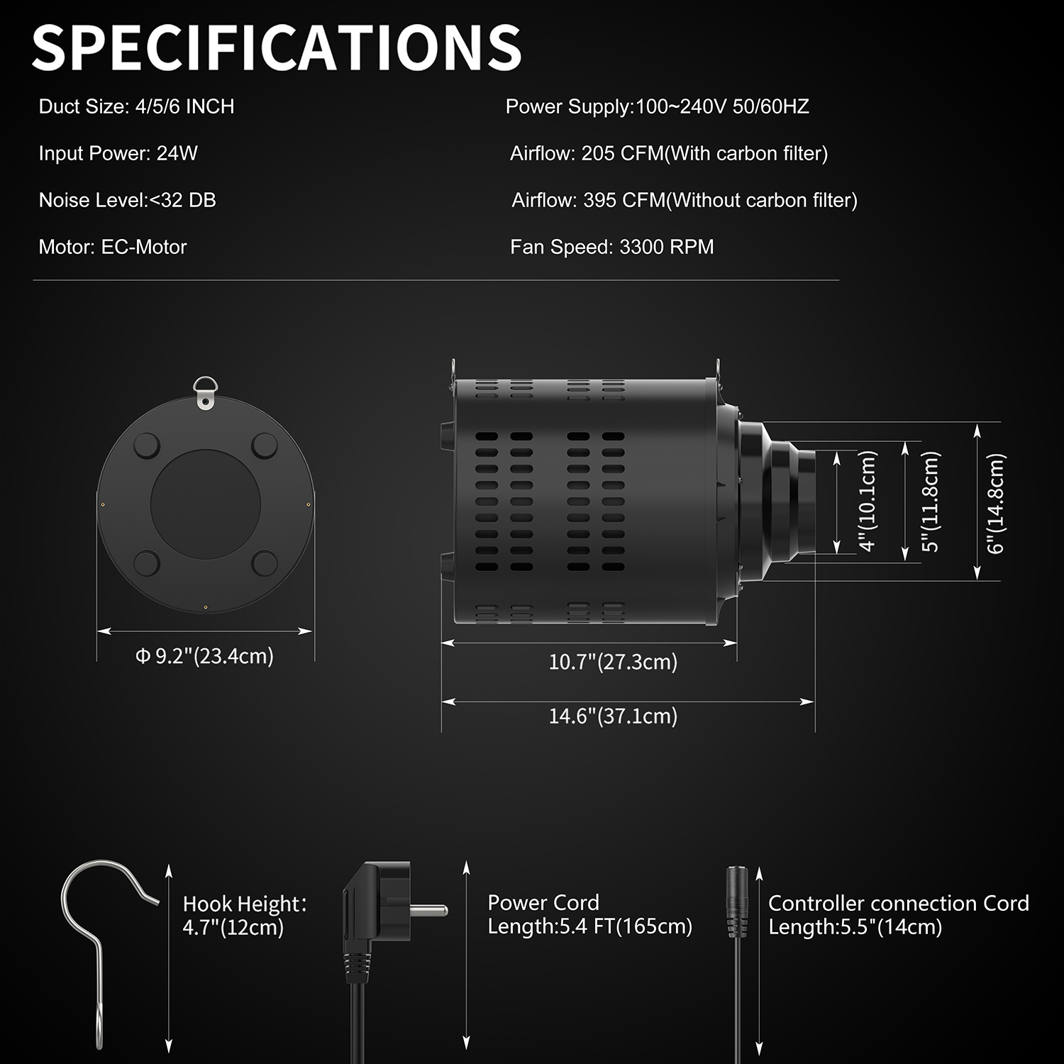 4/6 Inch 2-in-1 EC Filter Fan - 8