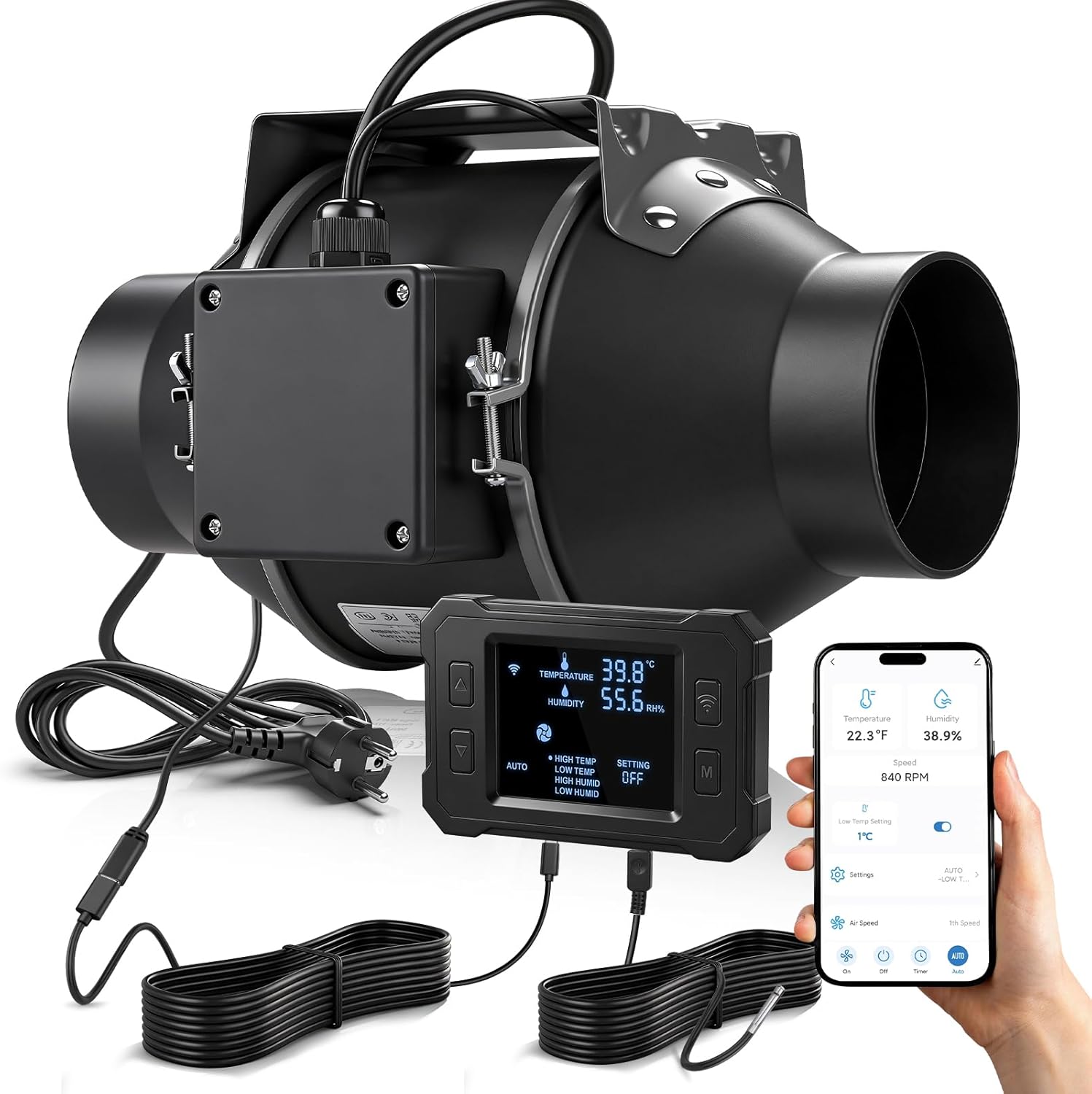 4 Inch Smart EC Inline Duct Fan with WiFi App Controller