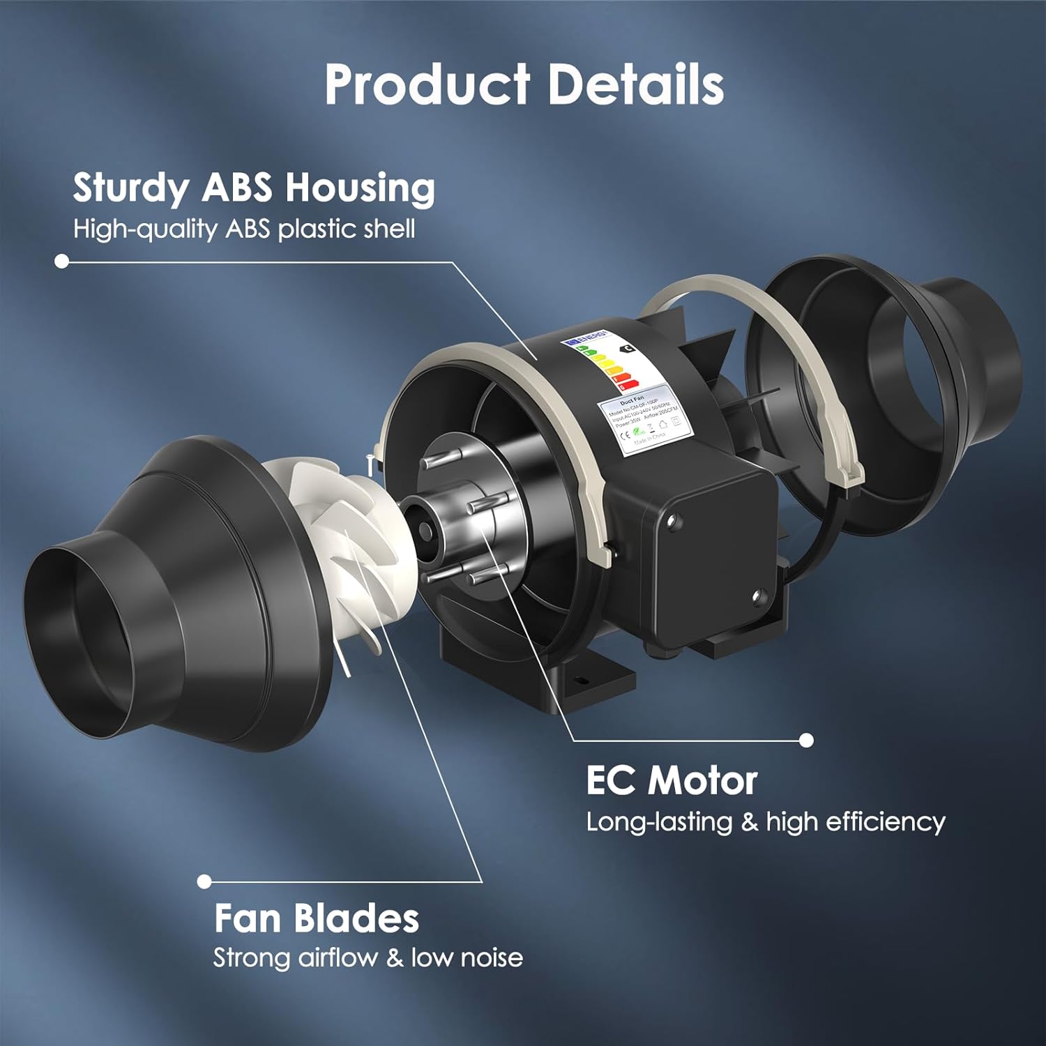 4 Inch EC Inline Duct Fan | Grow Tent Ventilation Fan - 7